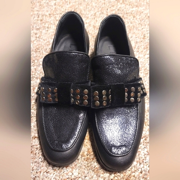 C- L'idea by Lori Vero Cuoio velvet studded bow loafers - Picture 1 of 7